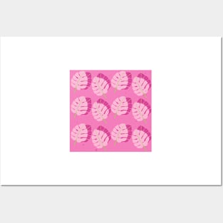 Pink leaves pattern Posters and Art